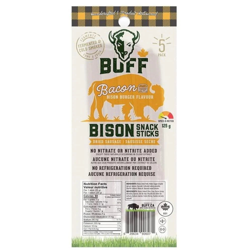 BUFF - Bâtonnets de bison - Bacon Burger - 125g