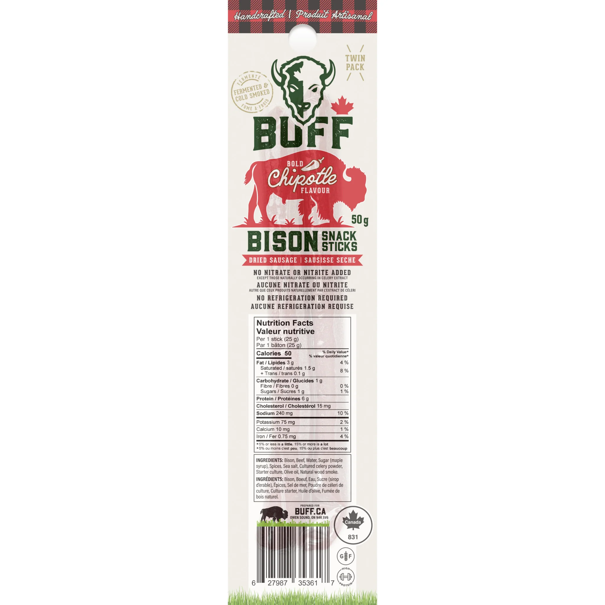 BUFF - Bâtonnets de bison - Chipotle - 50g